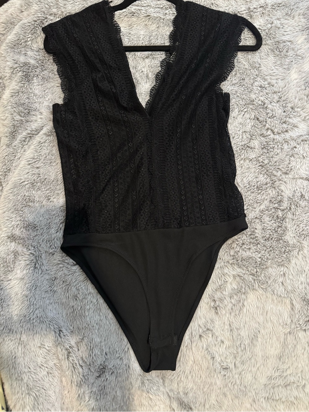 Zara Black Lace V-Neck Bodysuit